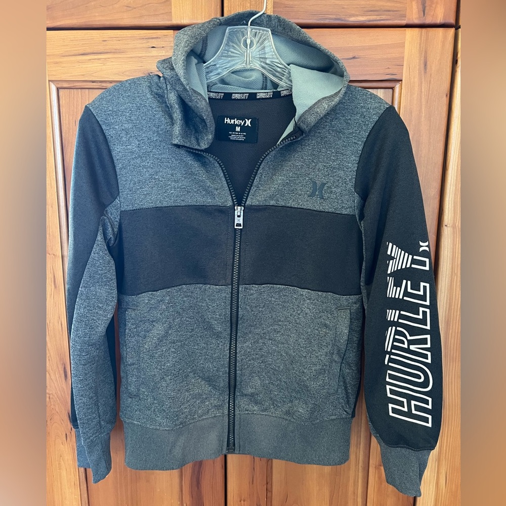 Kids Full Zip Hurley Charcoal and Black Jacket